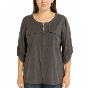 Ellen Tracy Linen Gray shirt, Size S